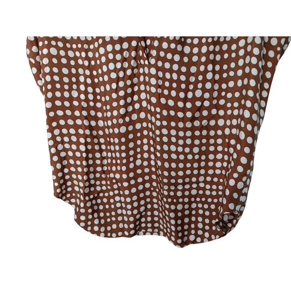 Loro Piana 100% Silk Polka Dot Blouse Rust White Dot Print Italy Size 42 - Picture 4 of 10